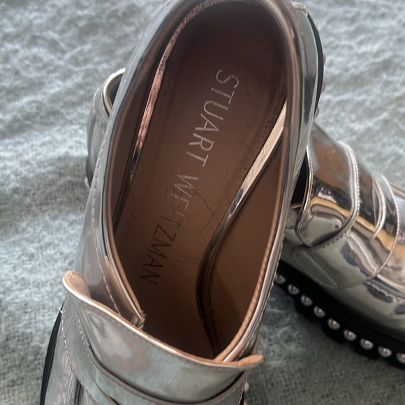 Stuart Weitzman pearl heel metallic loafers - Picture 4 of 7